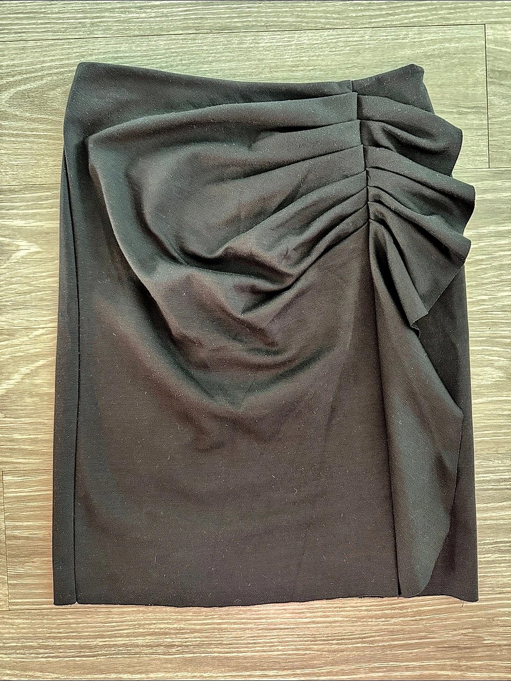 New York & Company Ruched Black Mini Skirt